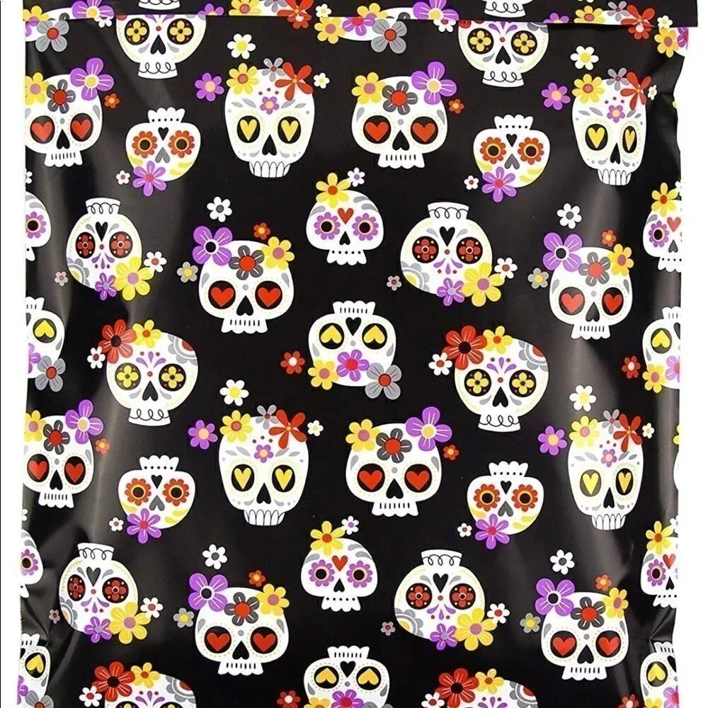 Make up bag SKULLS colorful +2 poly mailers 10x13